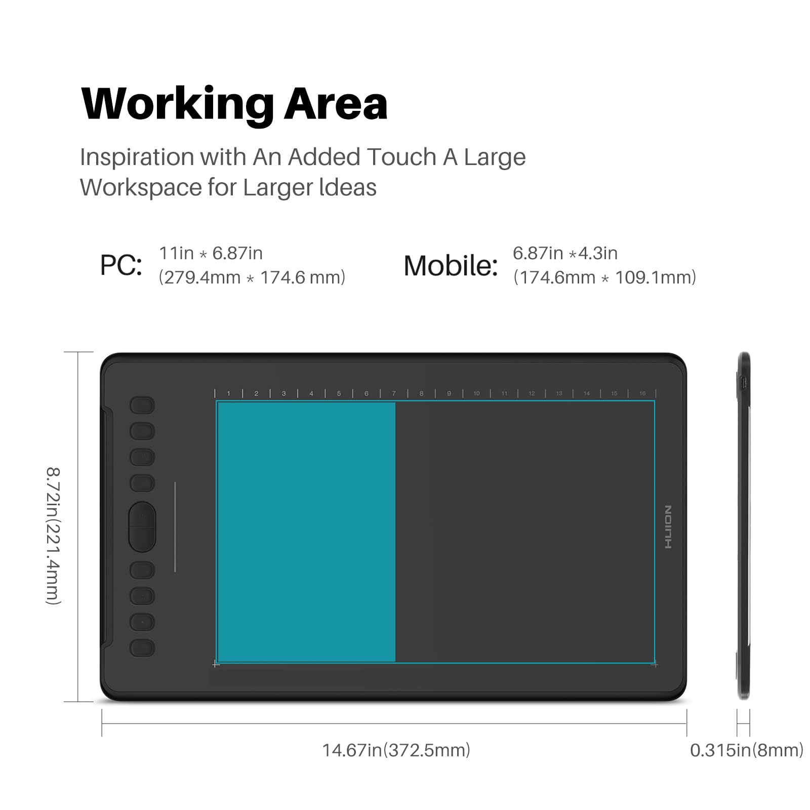 2019 Huion Inspiroy H1161 Grafica Disegno Tablet Android Dispositivi Supportati 8192 Penna Pressione con Batteria Stylus 10 Tasti di scelta rapida