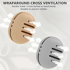 Fauxomor Makeup Sponge Holder,3PCS Double-sided Breathable Silicone Beauty Blender Holder for Travel,Shatterproof Makeup Sponge Travel Case for All Sponges Sanitary Reuse Easy Carry,Khaki+Pink+Grey