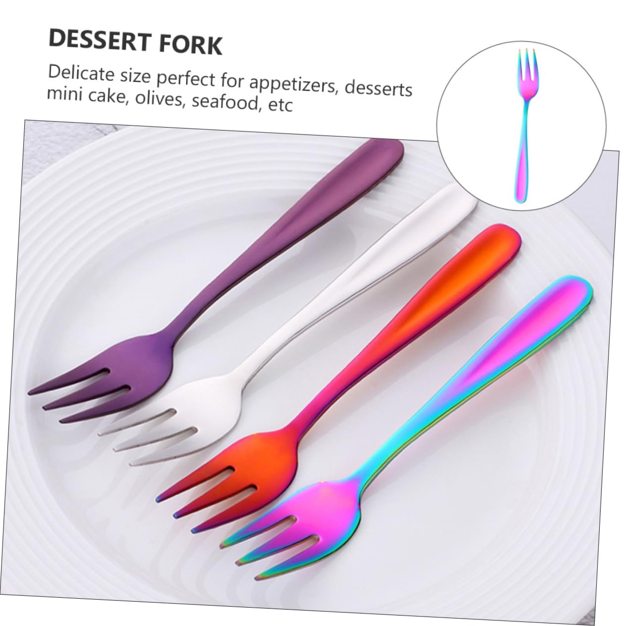BEBEMOKO 8pcs Stainless Steel Fruit Fork Mini Forks Cocktail Fork Serving Forks Flatware Fork Pastry Mini Dessert Forks Fruit Food Pick Table Forks Food Fork Food Serving Fork Cake Fork