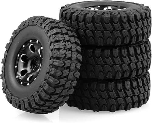 Miniatura 5 de Ruedas y neumáticos RC Crawler 1.0 y cubos de rueda hexagonales de latón para cerrojo axial SCX24 Brocon C10 Gladiator 124 RC Crawler 4WD