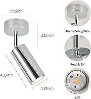 Vista 3 de Paquete de 2 focos de techo regulables, luces de techo para interiores, ajuste de ángulo interior, lámpara de pared moderna para sala de estar