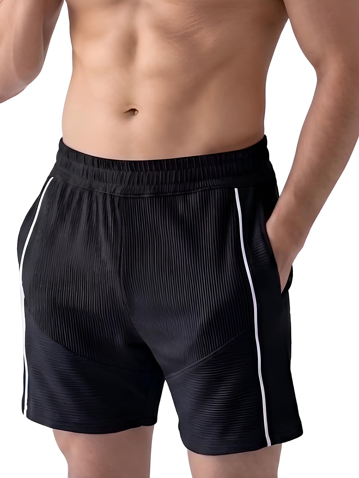 Men's Ribbed Shorts for Men| Stylish Summer Bottoms | Trendy Streetwear Half Pant | Comfortable Slim Fit Apparel | Casual Outdoor Outfit | Shorts Pant for Men-image-23