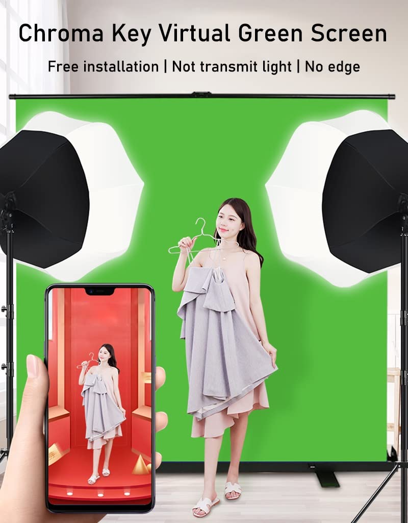 Sfondo Verde Chroma Key 2x3m Con 4 Clip – Telo Pieghevole Professionale Per Video, Zoom, YouTube, TV E Streaming