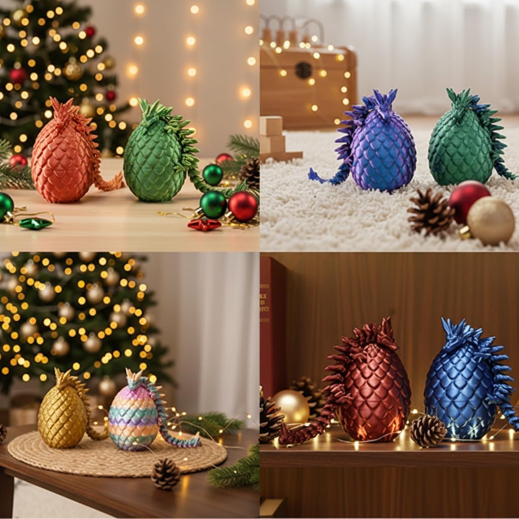 Mydethun 12 Pack 3D Printed Dragon Mystery Egg Set - 2 Rare Glow-in-the-Dark Dragons, Bulk Articulated Fidget Toys with Lore Cards, Easter Basket Stuffers, Party Favors, Classroom Prizes for Kids