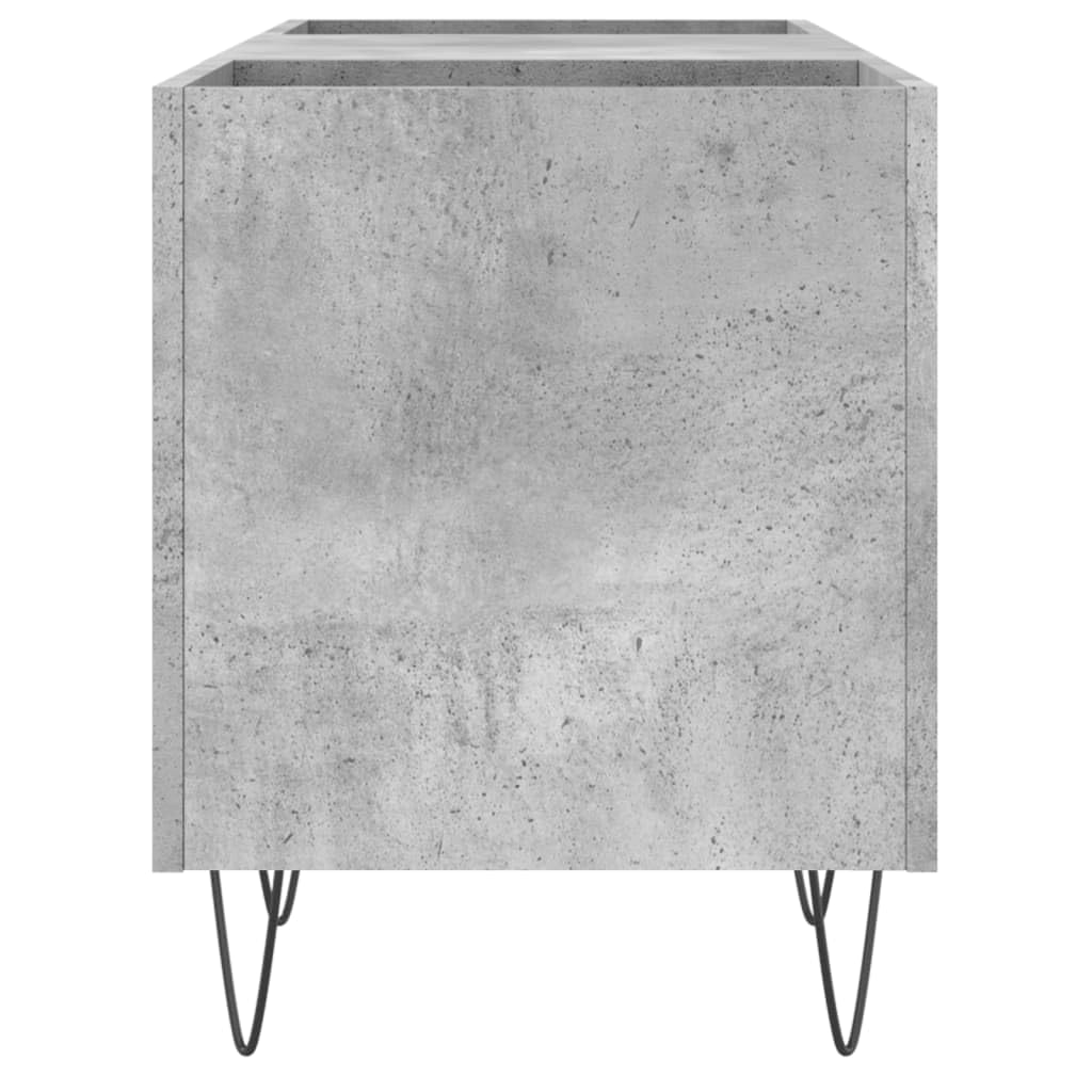 Armadio per dischi grigio cemento, 121 x 38 x 48 cm, in legno con gambe in ferro, per vinile, dischi in vinile, collezione musica, soggiorno, home theater, credenza, TV Lowboard, gestione