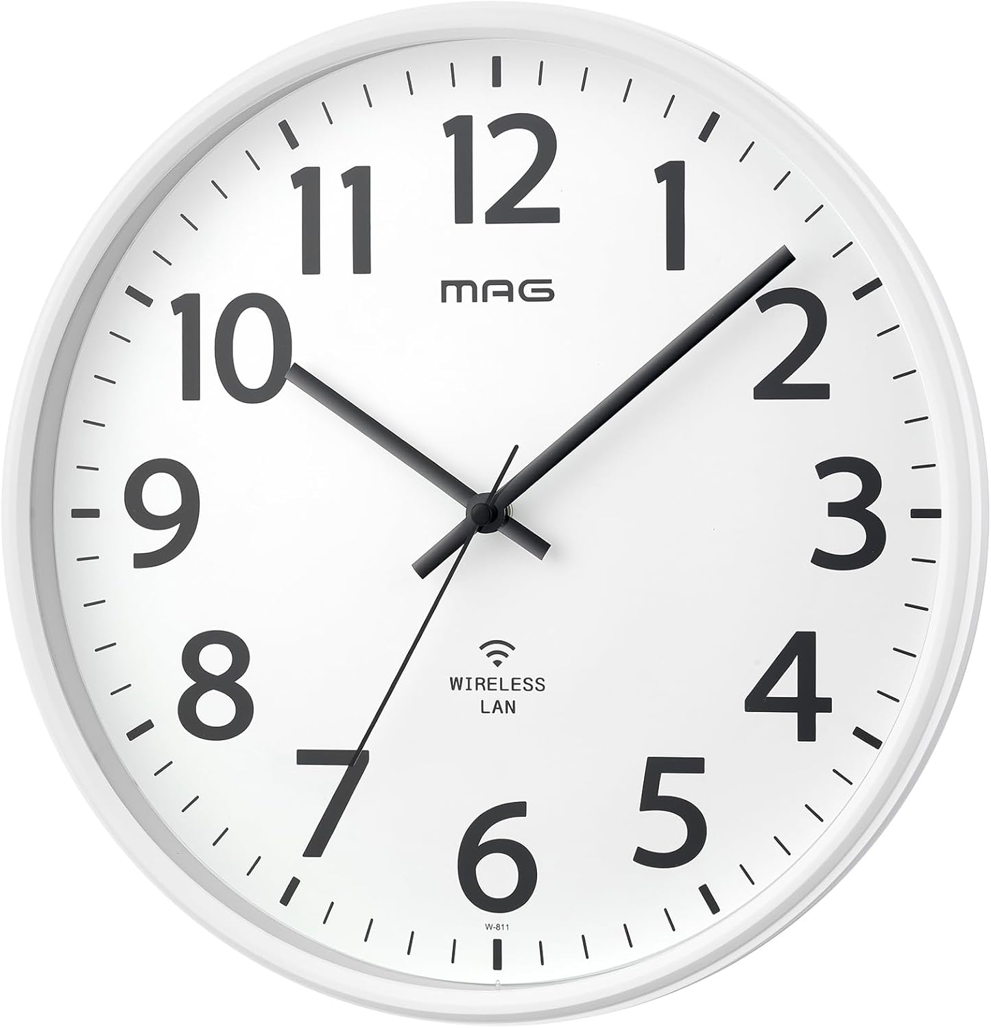 MAG(マグ) 掛け時計 壁掛け時計 アナログ 無線LAN NTP 時刻を同期 シンプル インテリア リビング オフィス 夜間秒針停止 直径32.7㎝ ホワイト シグナルキーパー W-811A WH-Z ノア精密