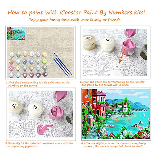 iCoostor Holzrahmen Malen nach Zahlen DIY Malset für Kinder & Erwachsene Anfänger - 40,6 x 50,8 cm Lebensbaum-Muster – Bild 3