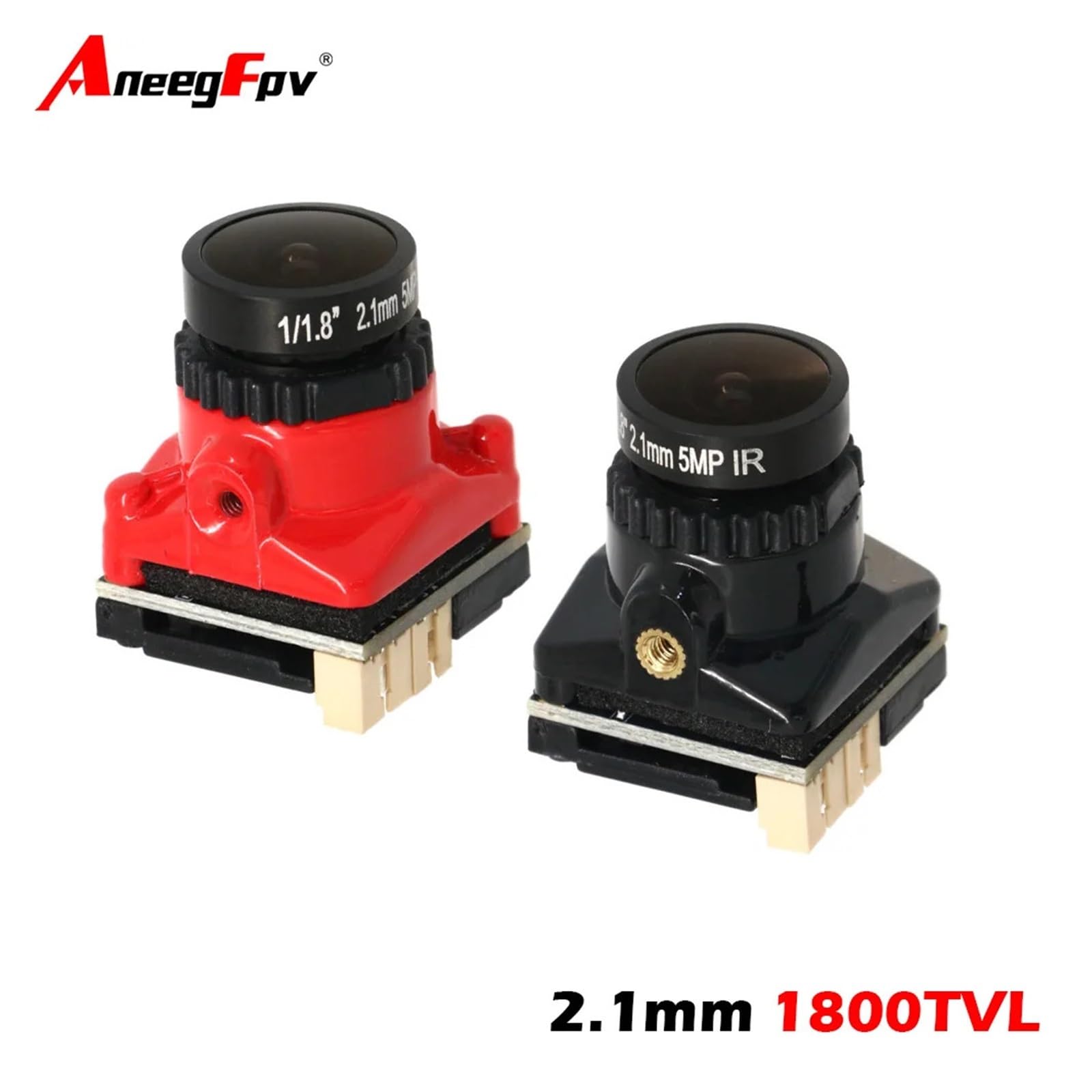 Telecamera RC FPV 1800TVL Mini obiettivo da 2,1 mm con OSD interno regolabile for drone corsa(Red)