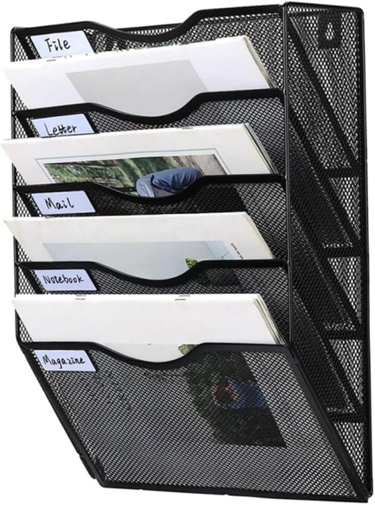 Desk Organizer Metal Mesh Document Holder Wall-mounted File Folder Rack Binder Organizer Office Accessories