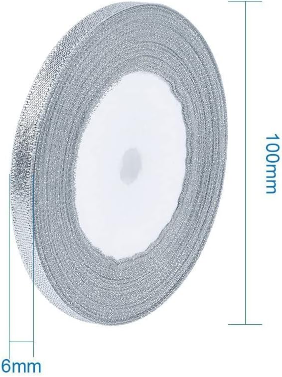Pandahall 10Rolls/250yards/228meters 1/4" Wide Sparkle Organza Ribbon Fabric Cord Double Sided Lace for Jewelry Craft Making Gift Package Bow Supplies Wedding Party Favor Decoration Silver Color image 3