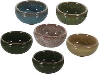 DECHOUS 6pcs Ice Crack Essential Oil Bowl Small Ceramic Dip Dish Aroma Diffuser Bowl Ceramic Dishes Baby Bath Tub Essential Oil Container Cracked Ceramics Seasoning Vintage
