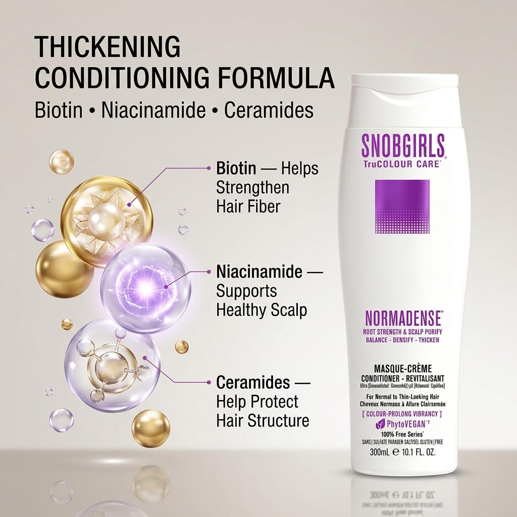 Biotin Conditioner for Thicker-Looking Hair – Lightweight Vegan Formula with Niacinamide, Argan Oil & Ceramides – For Men & Women – Color Safe – SNOBGIRLS NORMADENSE 1 – 10.1 fl oz