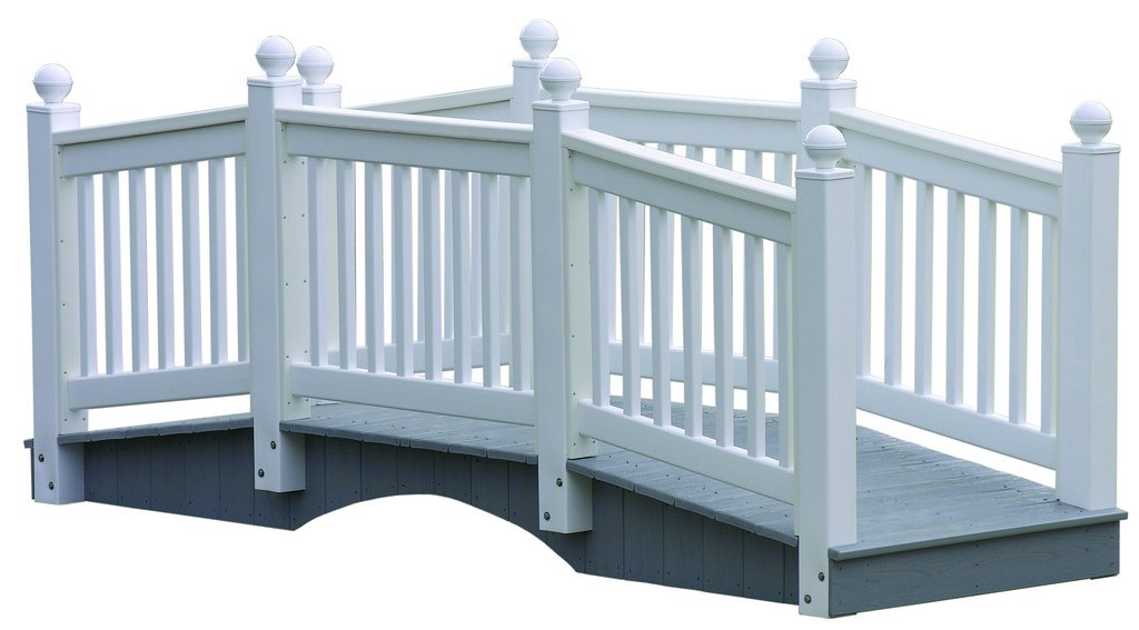 Outdoor 10 Foot Vinyl Bridge White Garden Bridges