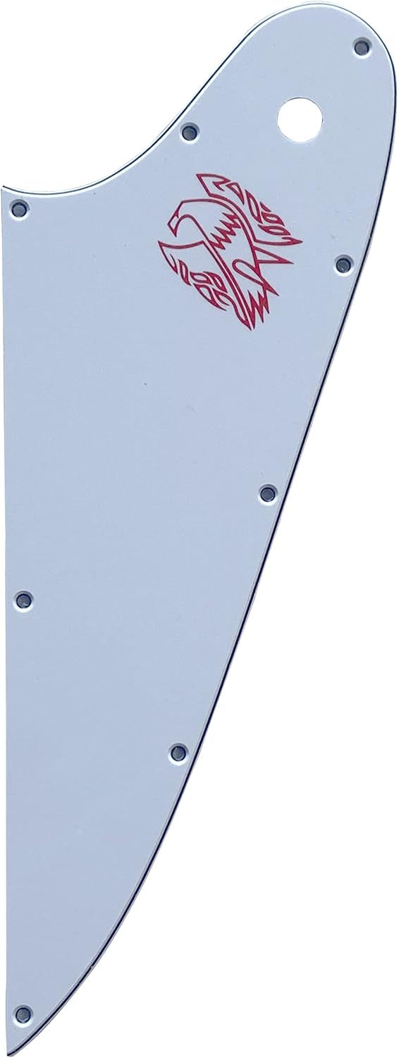 Fits Gi bson Firebird Guitar Slinger Parts Guitar Pickguard (3 Ply White-Red Logo)