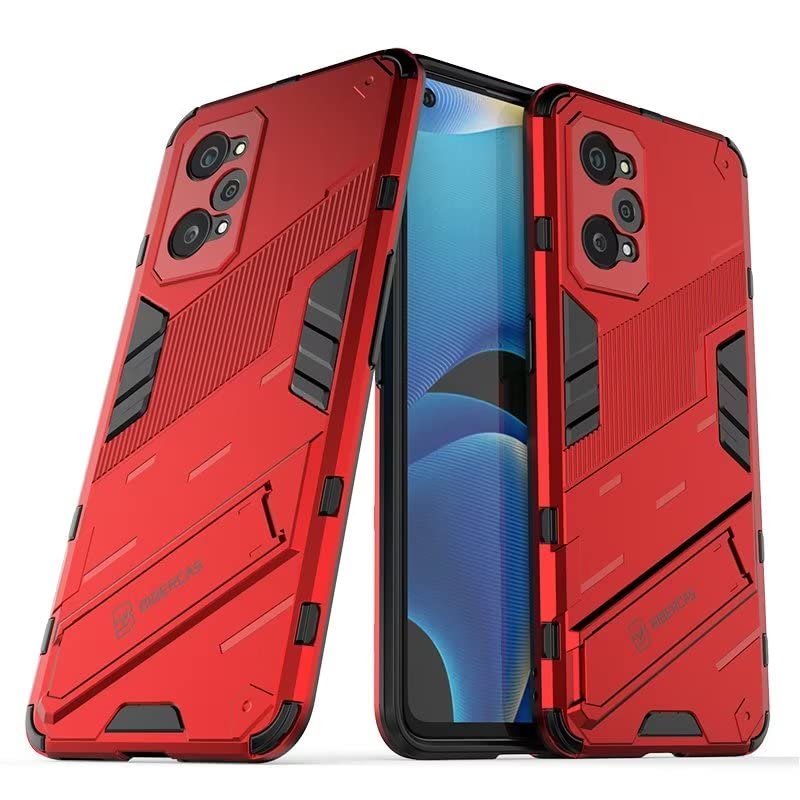 EASSGU Custodia Antiurto Per Realme GT 2 / GT Neo 2 / GT Neo 3T - Cover In Silicone Con Cavalletto E Design Mecha - Nero