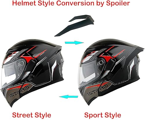 Miniatura 3 de 1Storm Casco modular de cara completa para motocicleta con doble visera + alerón HB89 rojo tormenta
