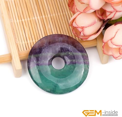 Miniatura 3 de GEM-Inside - Anillo de piedras preciosas de cuarzo de fluorita arcoíris natural de 1.575 in (1.575 pulgadas) para hacer joyas