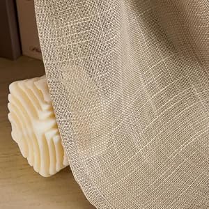 Home Queen Semi Sheer Burlap Tie Up Valances Super Soft Farmhouse Kitchen Window Treatment for Bedroom and Living Room 2 Pack W54 X L20 Inches Taupe