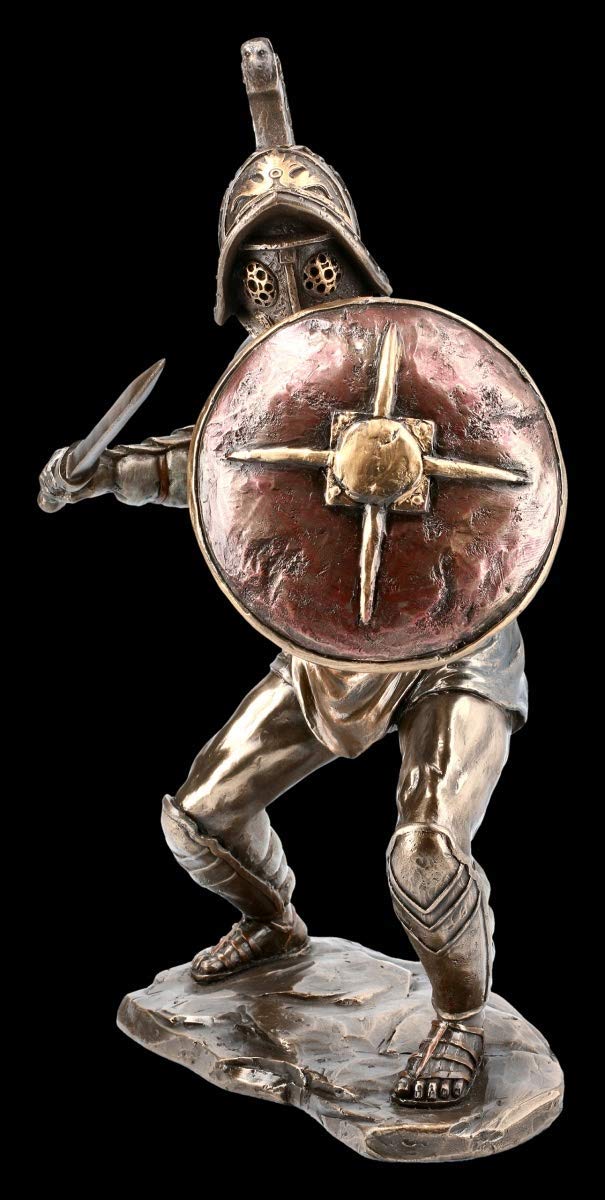 Unbekannt Romana Gladiatore Figura - Murmillo IN Campo Con Spada E Casco Veronese Figura-Decorativa, Articolo Decorazione, Scultura, Statua, H 24,5 CM