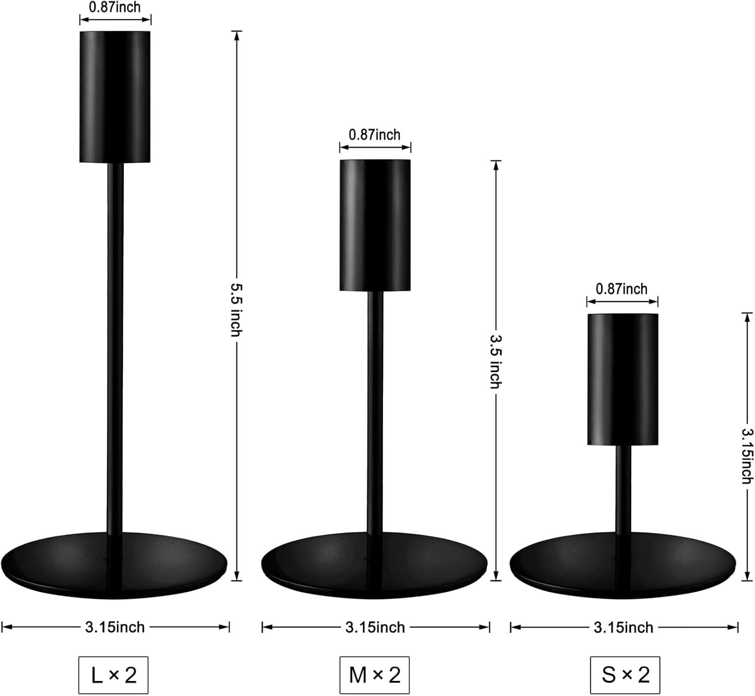 Matte Black Taper Candlestick Holders,Taper Candle Holders Set of 6,Metal Taper Candle Sticks Stand Holders,Modern Decorative Candle Holders for Wedding Certerpieces,Festive, Mantel,Home,Party - Image 2