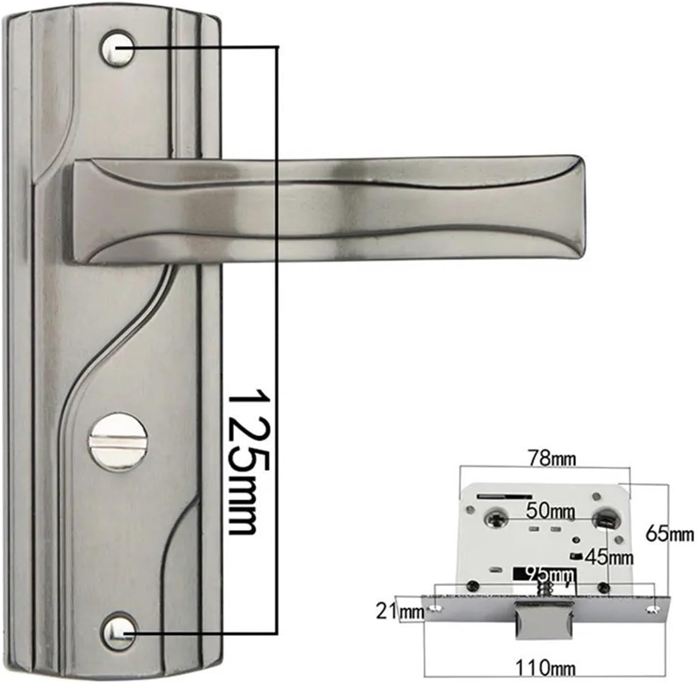 Door Handle,Interior Door Handle, Keyless Interior Mortise Lever Handle Set for 35-50mm for Bathroom, Kitchen, Toilet