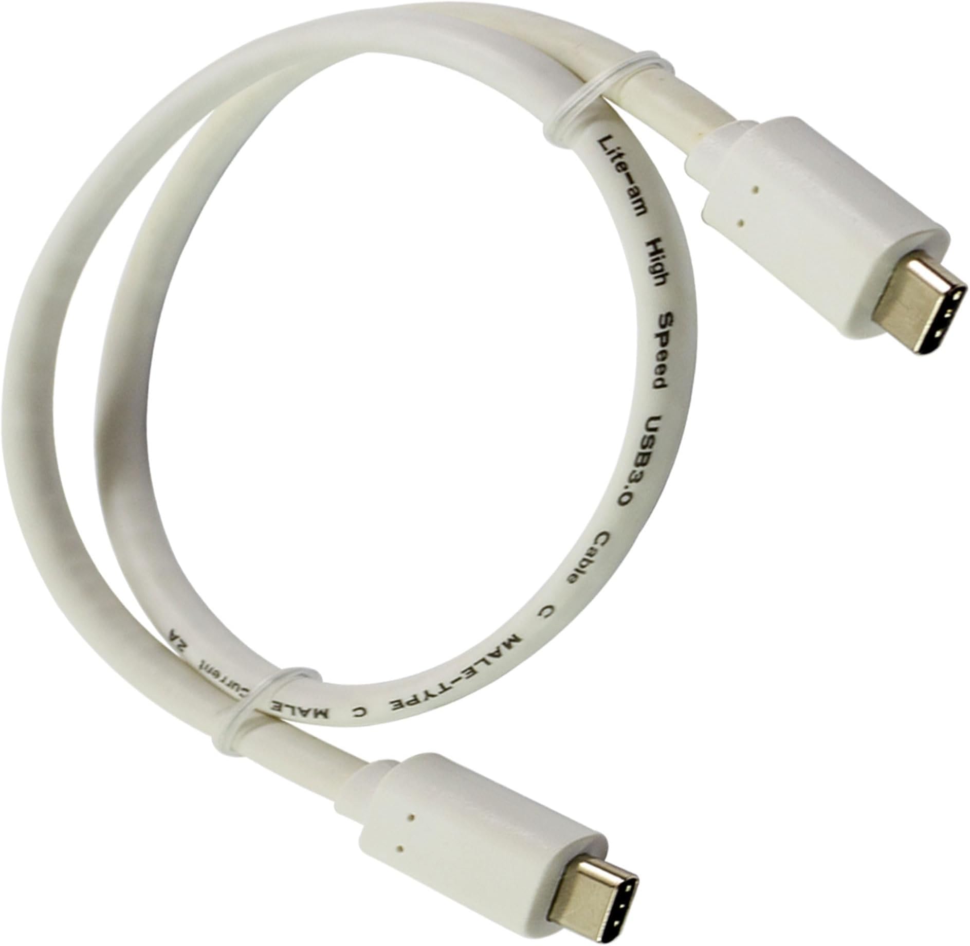 0.5m Type C to Type-C Fast Charging White Cable Charge & Data Sync Short Lead For Promate Blend Wireless Headphones