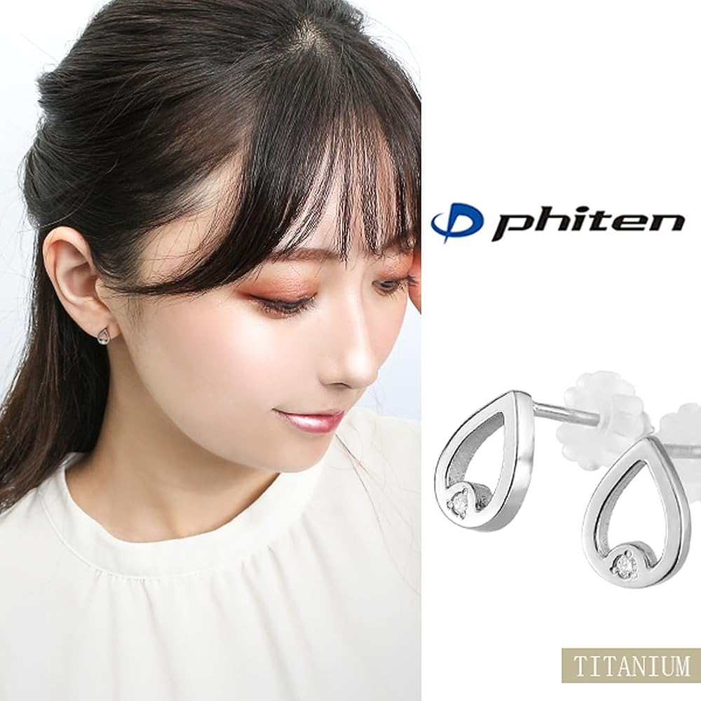 美品　ファイテン　フェフェ　ダイヤモンド　チタン　ピアス Phiten ファイテン フェフェ チタンピアス レディース 2P | 両耳