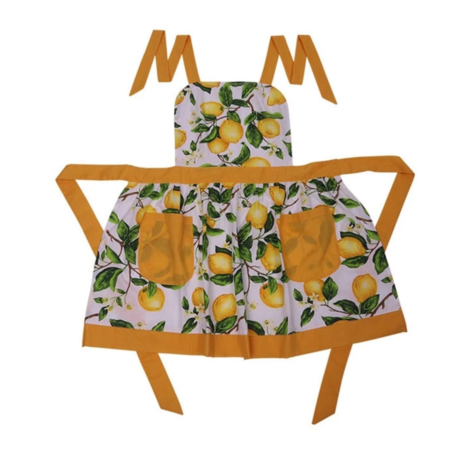 Tablier De Chef Tablier de cuisine avec poches, feuilles vertes, citron, sans manches, sangle de cou suspendue à la taille, for adultes, peinture de cuisine, bavoir de jardinage