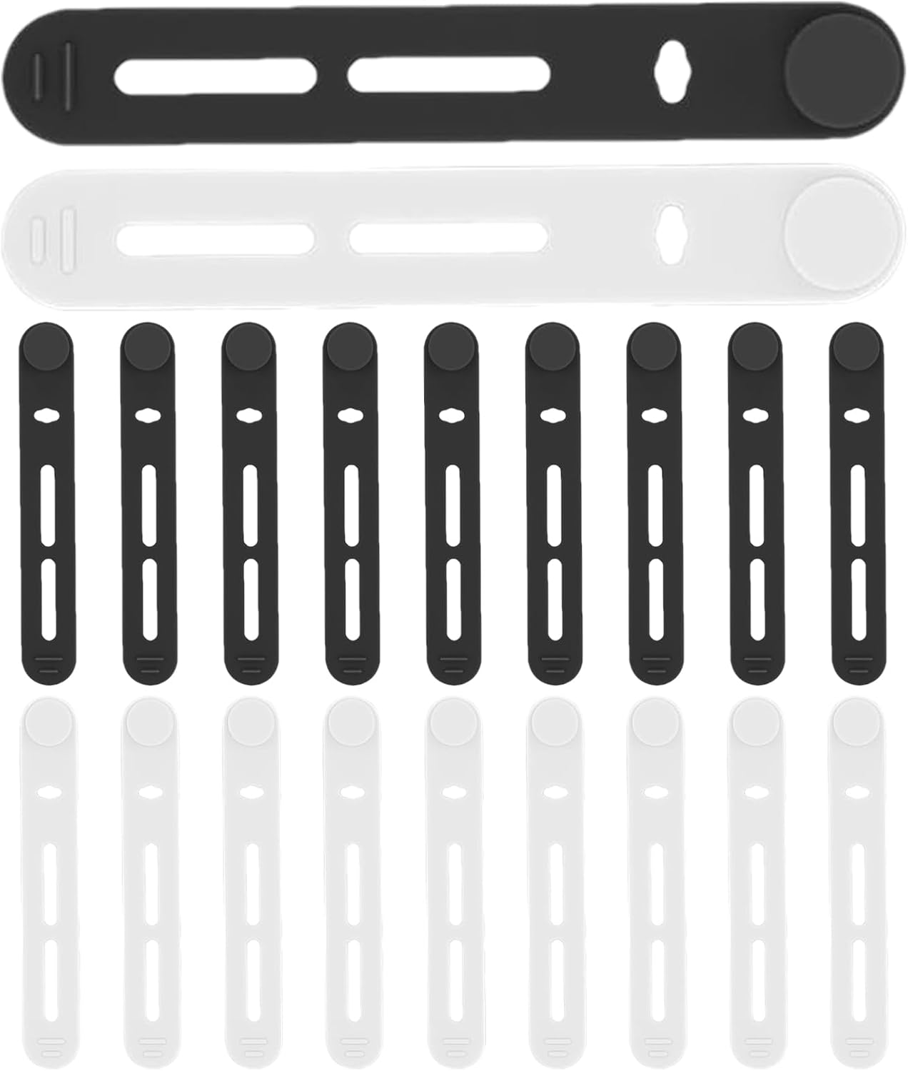20pcs Reusable Cable Ties - Multipurpose Elastic Cord Organizer, Silicone Reusable Management - Adjustable Cable Management Ties for Home, Travel, working place, Kitchen, School