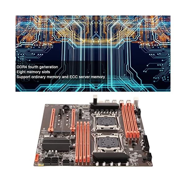 X99 Dual Socket Desktop Motherboard, LGA 2011-3 CPU Mainboard für Studio Computerspielsimulator E5CPU (DDR4 3000/2666/2400/2133 MHz, PCI-E, SATA3.0, USB 3.0, USB 2.0, RJ45, PS / 2, CR2023, RTL8111H) – Bild 3