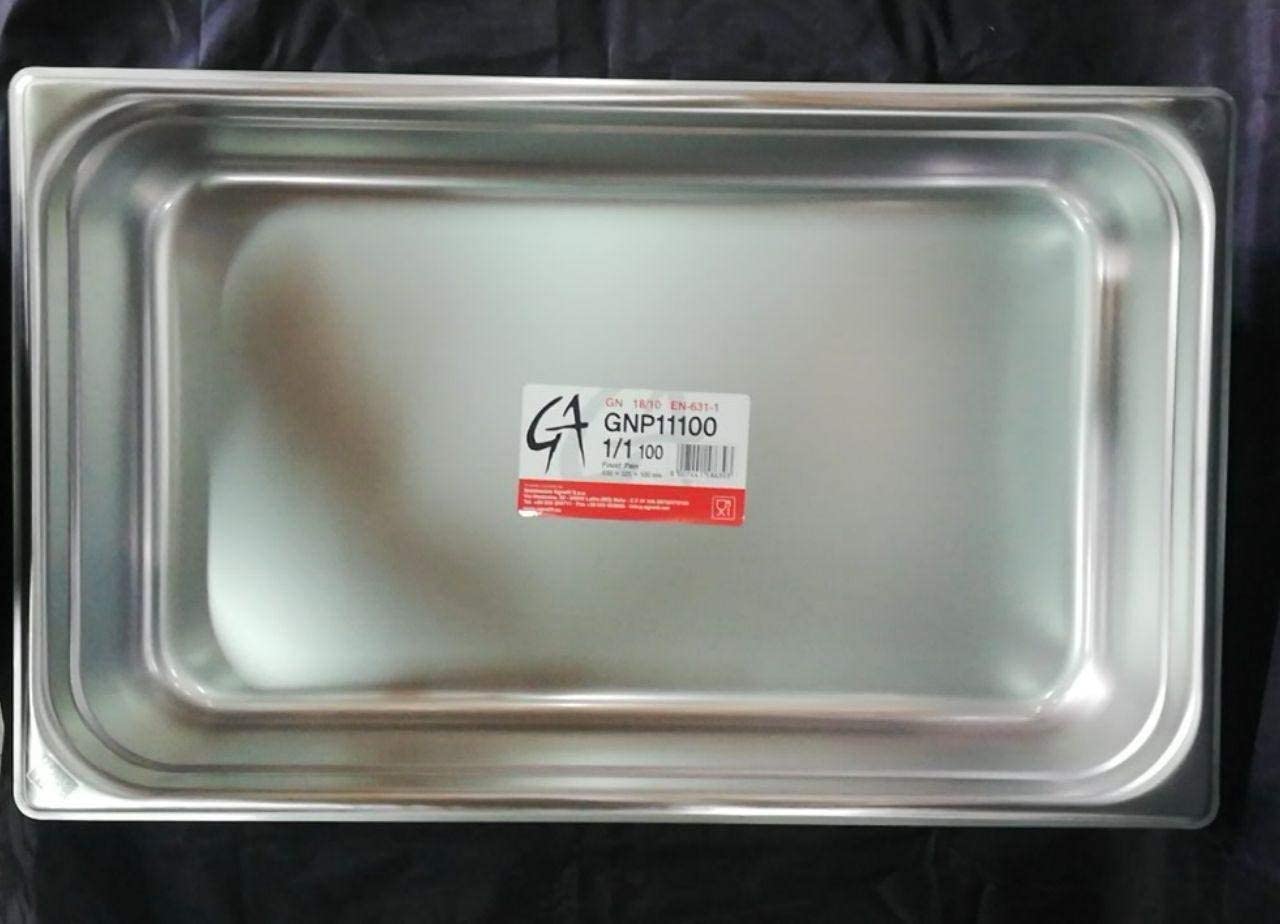 Pentole Agnelli COIXGNP11065 Gastronorm Spülschüssel 1/1, Metall, Silber/schwarz, 53 x 32.5 x 6.5 cm