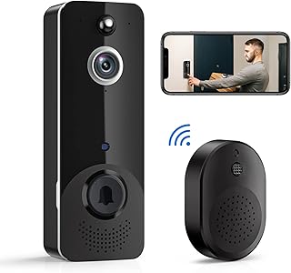 EKEN Smart Video Doorbell Camera Wireless with Chime Ringer, HD Live Image, Night Vision, Cloud Storage, Battery Powered, Indoor/Outdoor Surveillance, Smart AI Human Detection, 2.4G WiFi, 2-Way Audio
