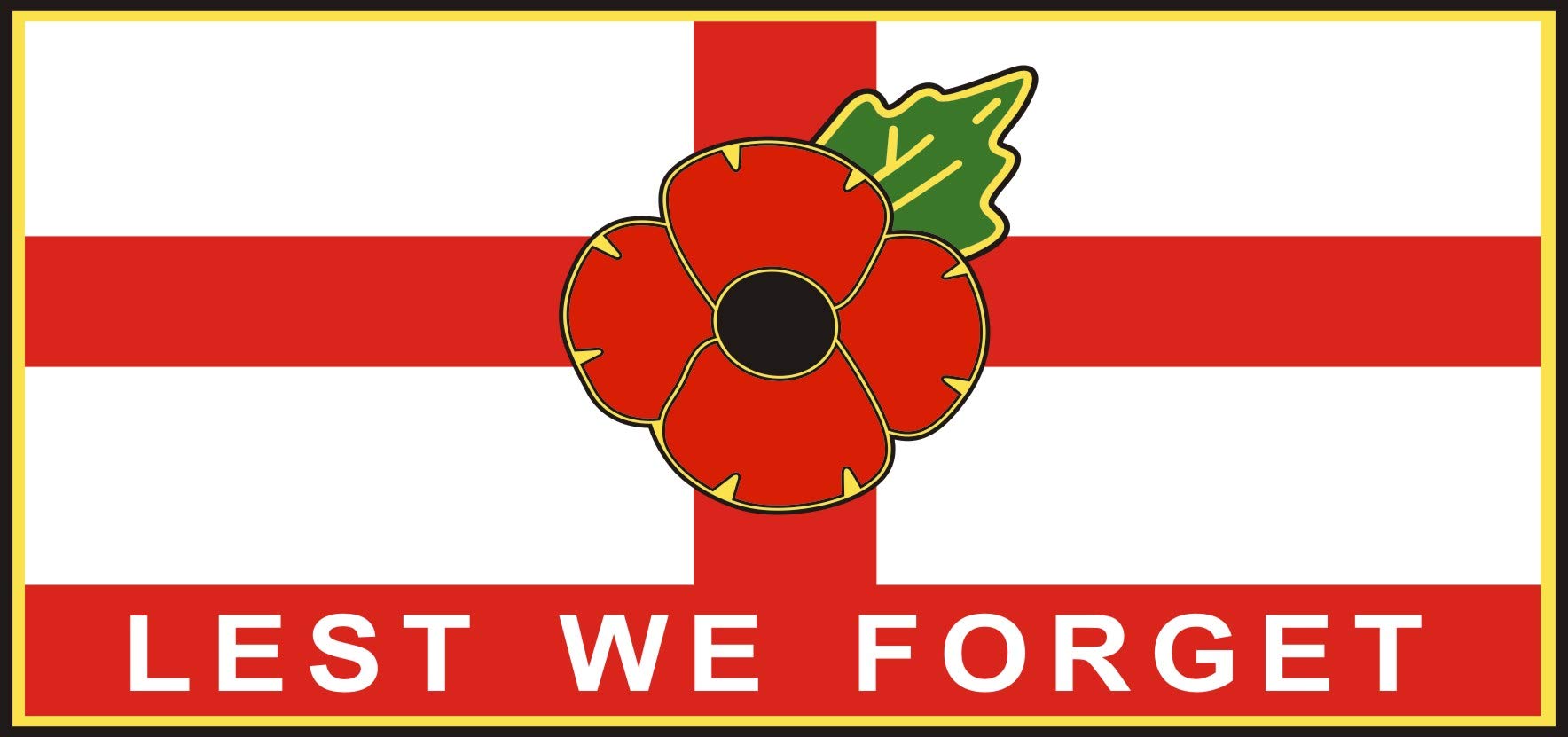 Senlak Black Poppy Car Sticker With St George Cross Lest We Forget - Also For Laptops, Tablets Etc (Large)