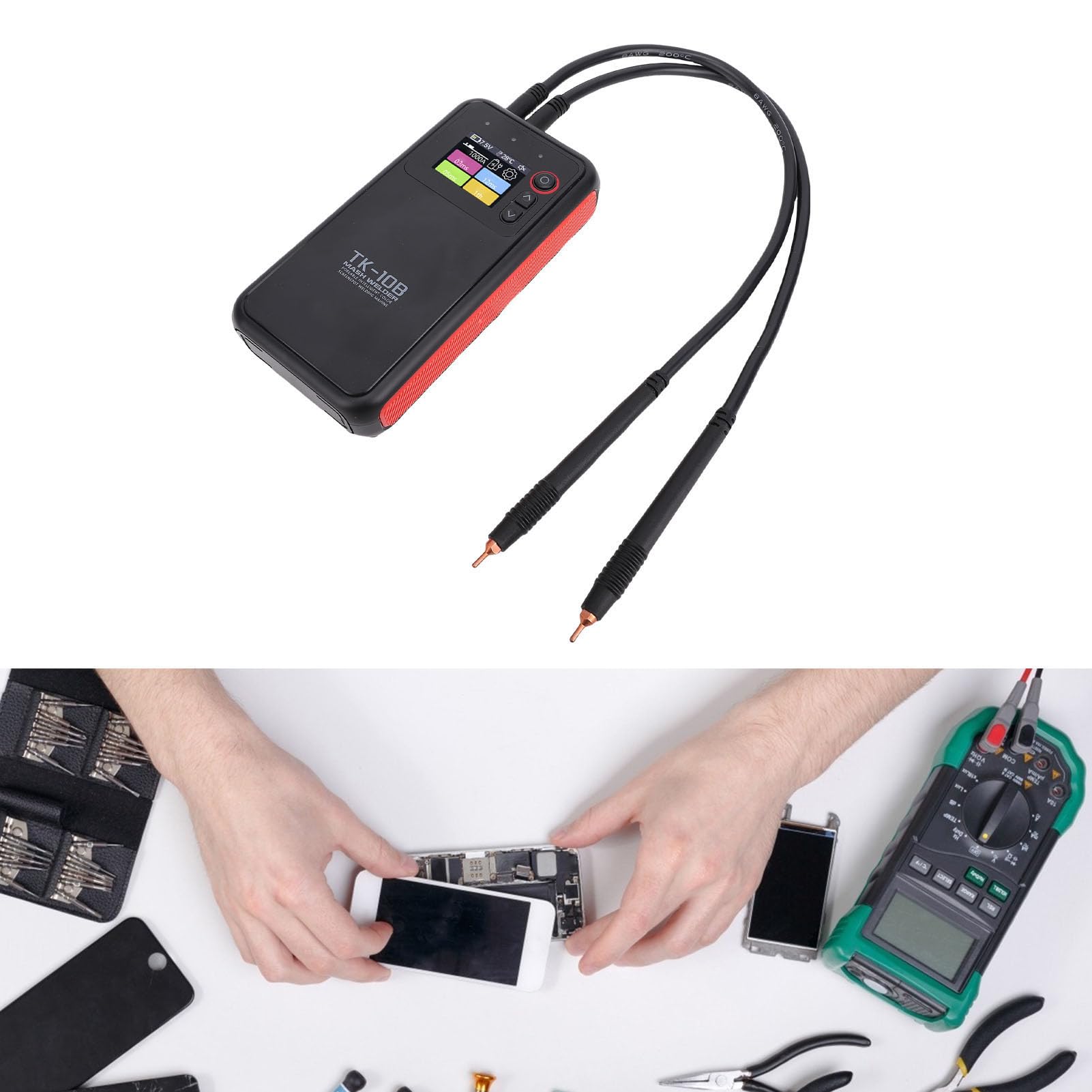 Generic Saldatrice a Punti a Batteria Uscita Regolabile Portatile con Display HD da 1,8 Pollici per Progetti Fai da Te e Riparazioni Domestiche Spessore Acciaio Nichel 0,1-0,25 Mm