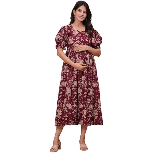 Womens Cotton Floral Anarkali Maternity Kurti