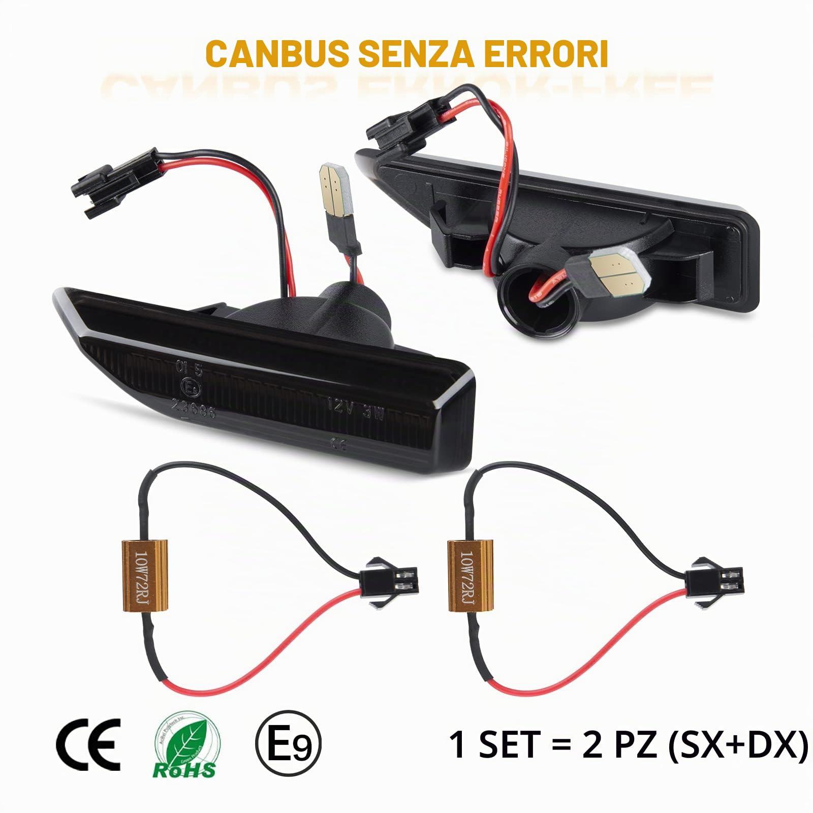 Frecce Laterale Dinamico a LED per BMW Mini Cooper Countryman F60 2017 2018 2019 2020, Indicatore di Direzione Dinamico a LED, 2 Pezzi Nero Canbus
