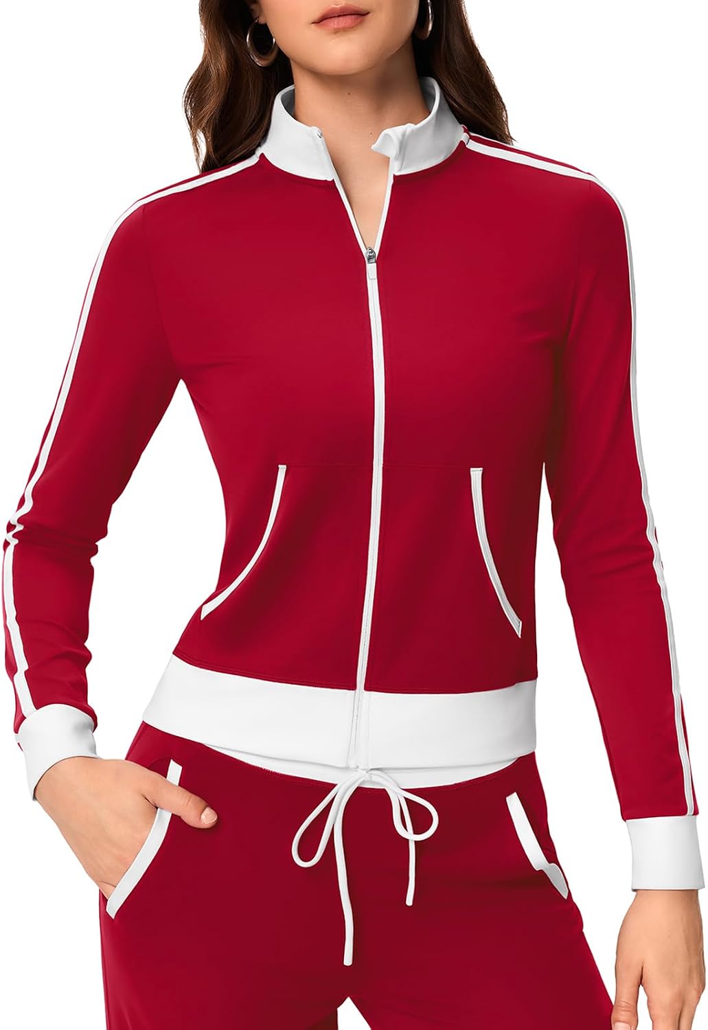 Zip Up Workout Athletic Jacket for Women Fitted to Running Gym Casual