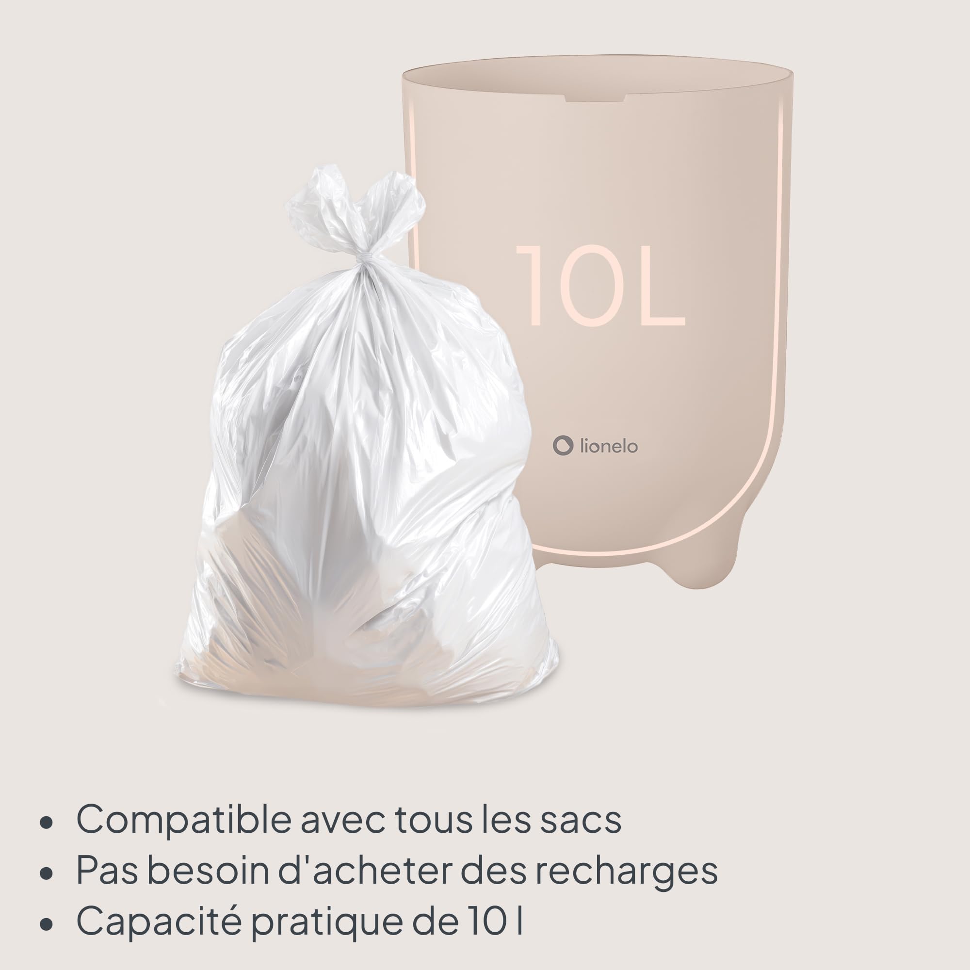 Lionelo Purebin poubelle à couches anti-odeurs 10 L