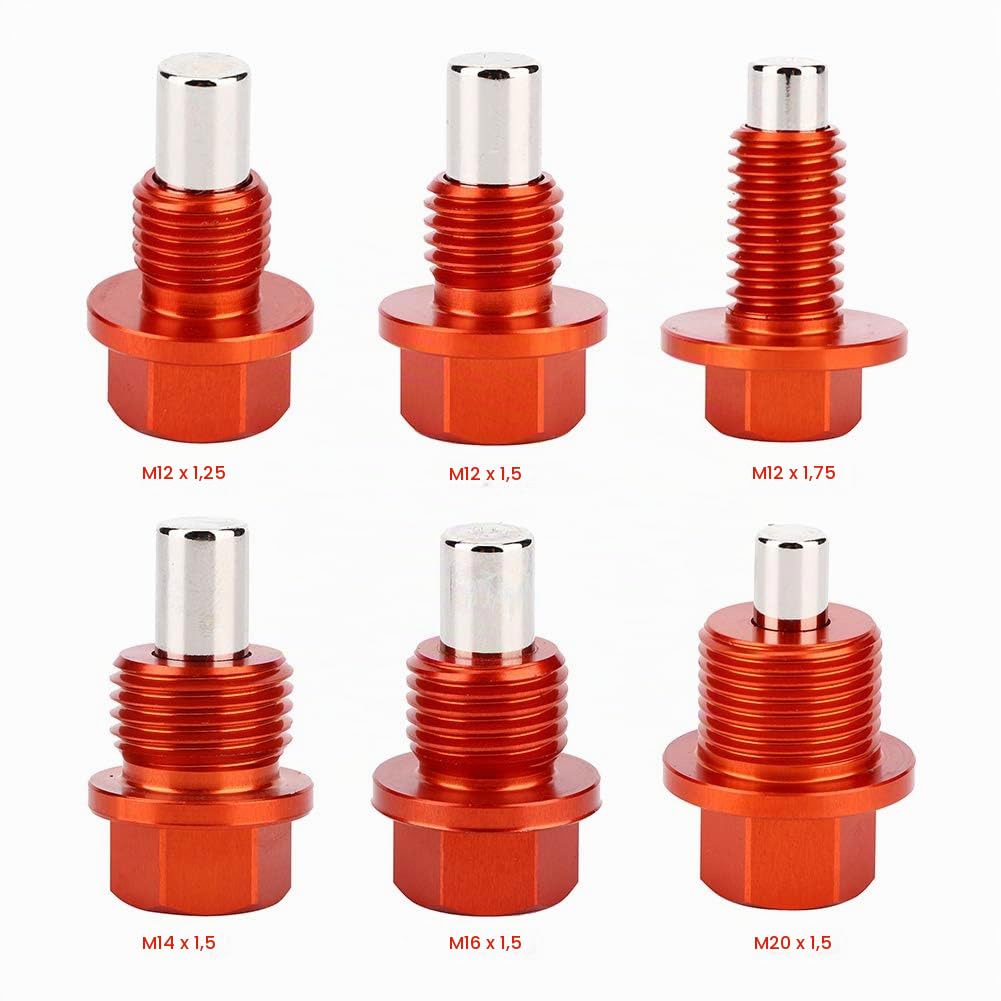 Tappo Scarico Olio Magnetico, M12 x 1,5 Tappo Scarico Olio Motore Rosso Lega di Alluminio Auto Tappo e Guarnizione di Scarico Olio Vite Bullone Tappo Coppa Olio(M12 x 1,5)