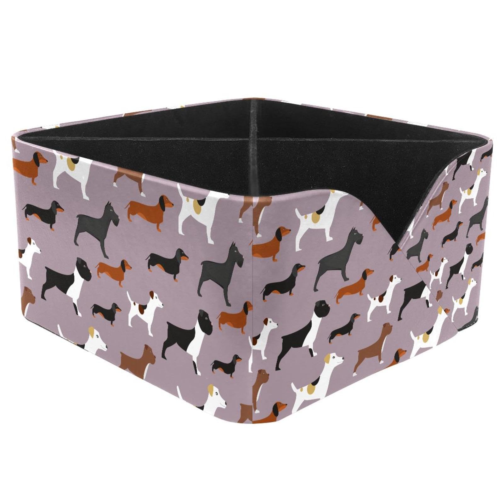 KengjuTesu Companion Dog Dachshunds Desktop Organizer Pen Holder, Rectangular Pencil Cup for Office, Study and Makeup Stations