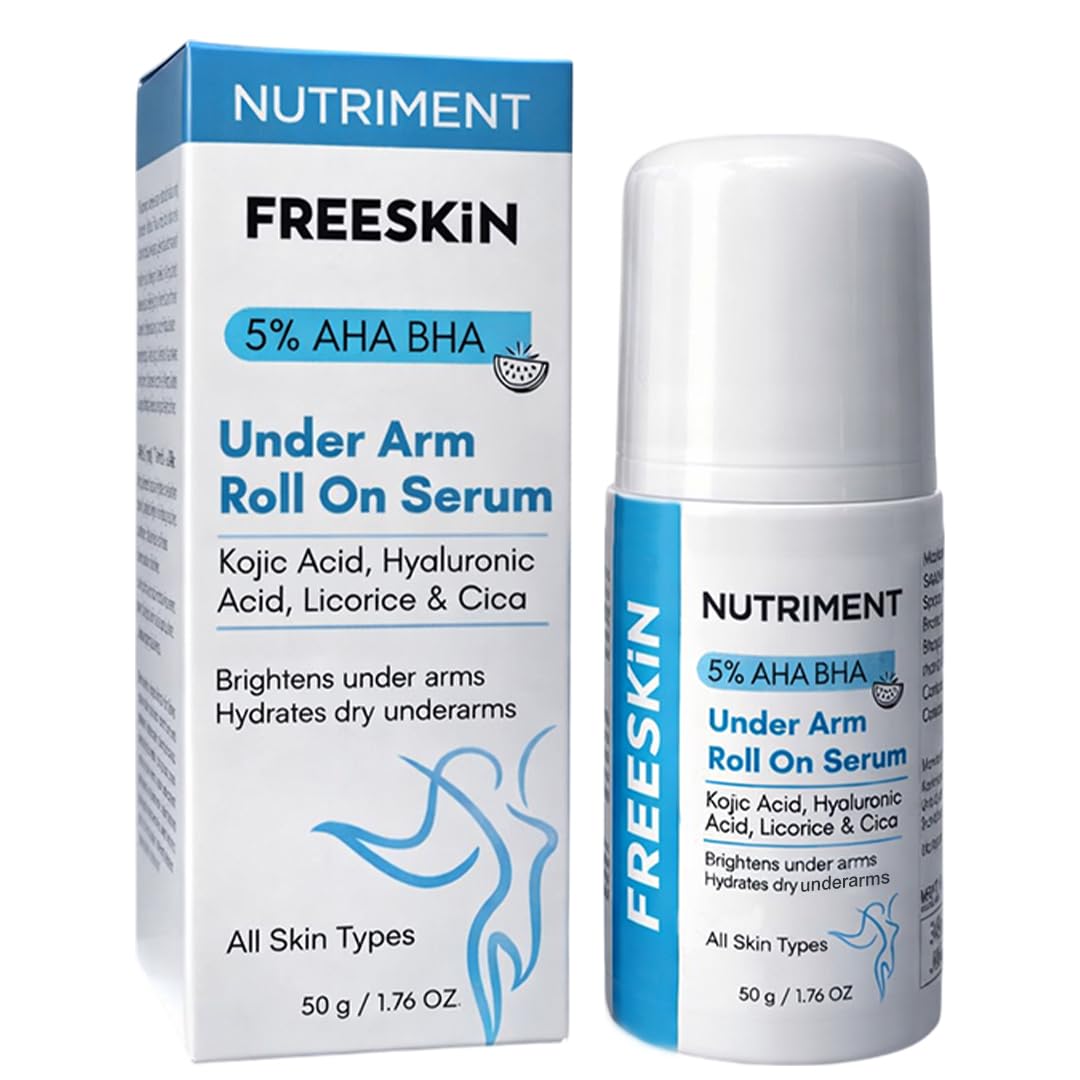 Freeskin 5% AHA BHA Underarm Roll-On Deodorant with Kojic Acid, Hyaluronic Acid, Licorice & Cica | Brightens Underarm Skin, Fades Pigmentation & Gently Exfoliates | Controls Body Odour | Alcohol & Aluminium Free | 50 ml-image-37
