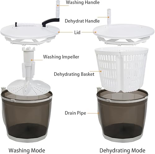 Miniatura 5 de Mini lavadora portátil, 2 en 1, lavadora manual no eléctrica y secadora de ropa, mini lavadora de viaje al aire libre, lavadora compacta secadora
