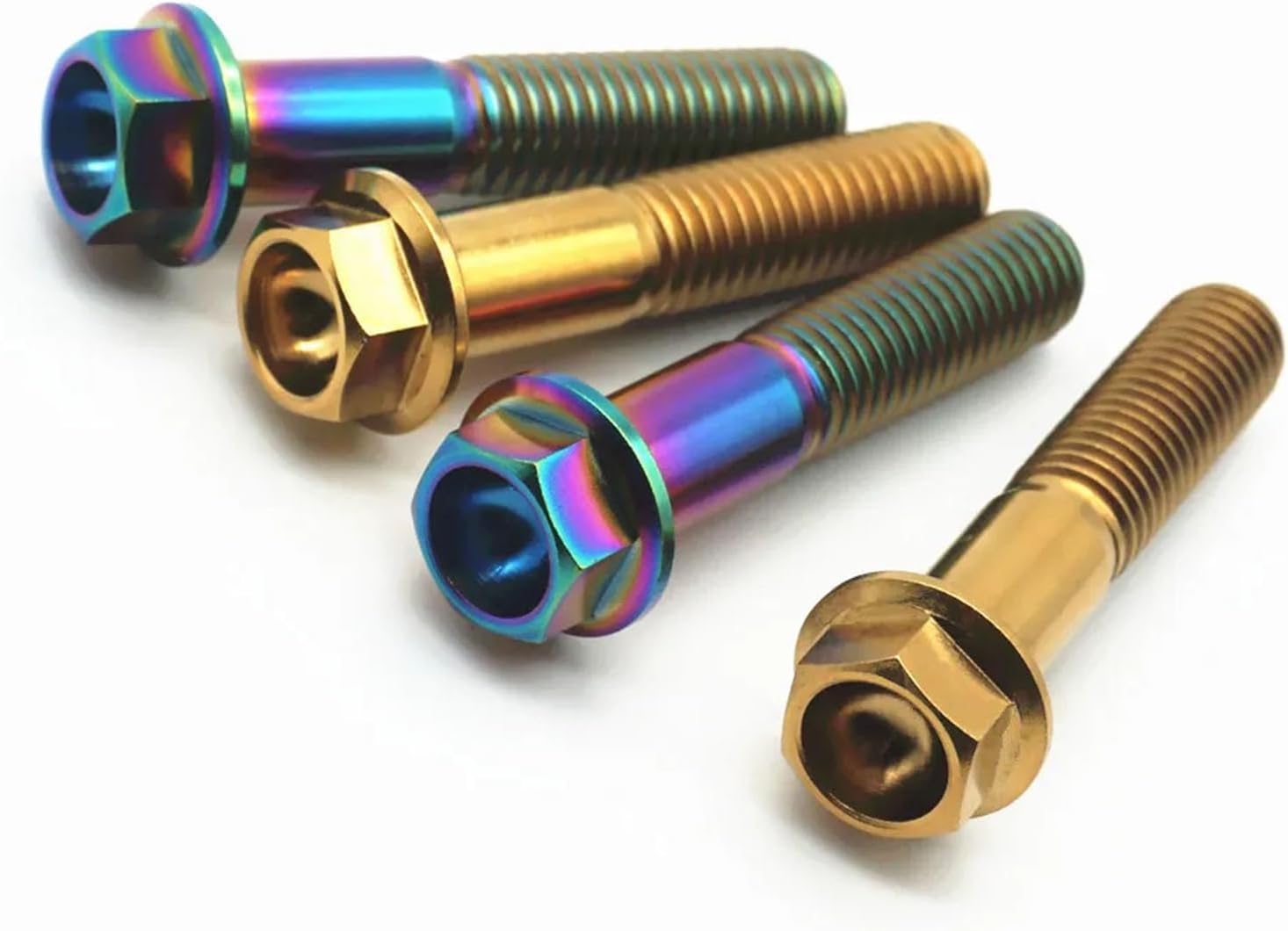 M8 Titanium Bolts M8x15 M8x20 M8x25 M8x30 M8x35 M8x40 M8 Motorcycle Ti Screw Outer Hexagon Flange Head Ti Fastener M8x30mm Gold Color#6pcs