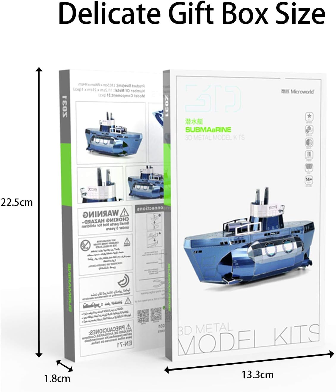 Microworld 3D Metal Puzzle Submarine Model Building Kits, 3D Puzzles for Adults DIY Jigsaw Puzzles Brain Teaser Gift Toys for Men Teen