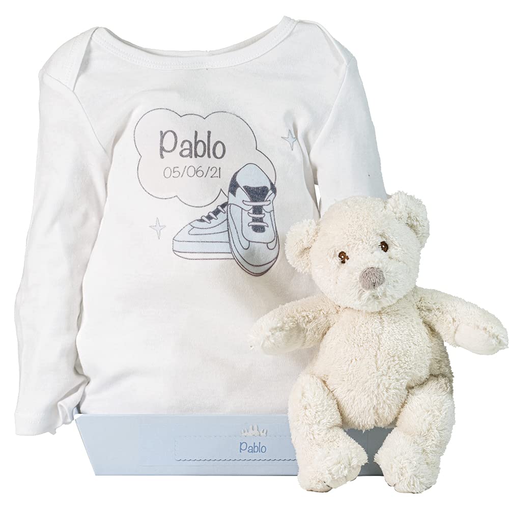 Body personalizzato con nome per neonato | 100% cotone | body a maniche lunghe | per bambino/ragazza | regalo per papate e mamme | neonati | baby shower | blu | 6/12 Mesi | BebeDeParis