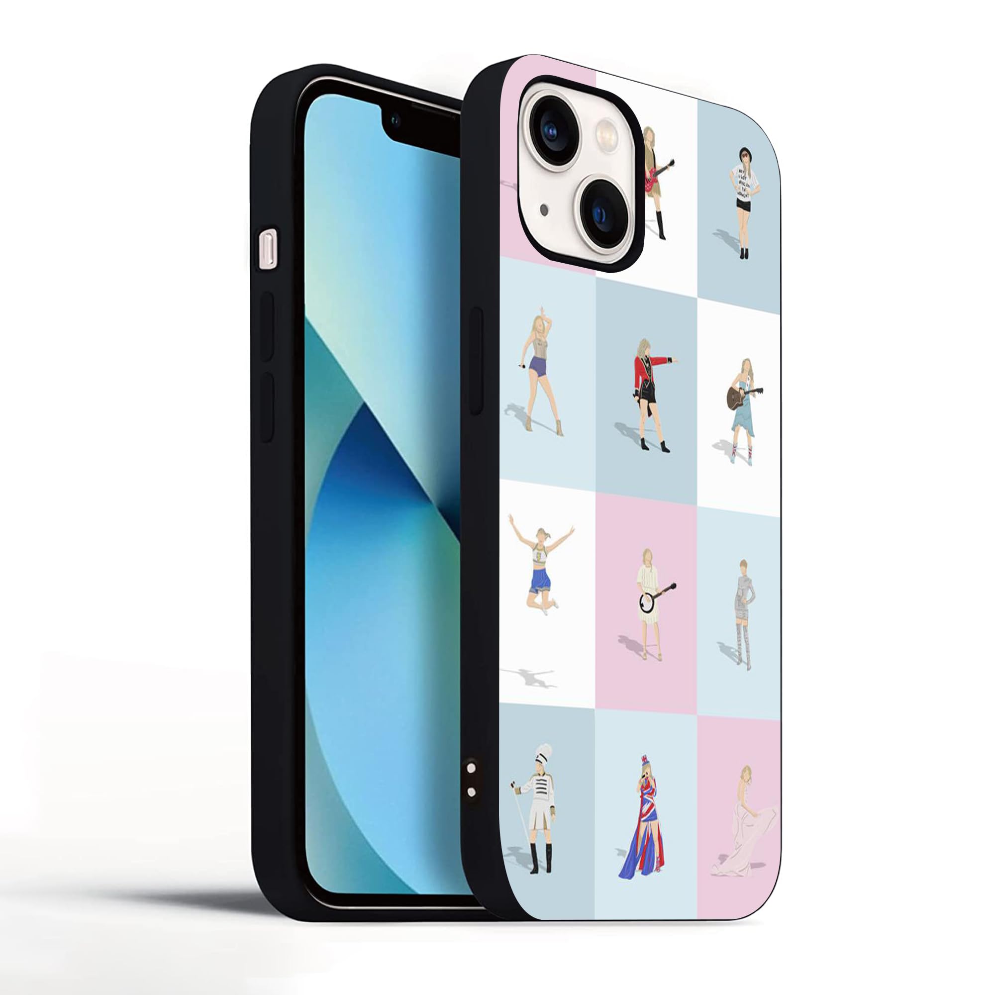 Compatible with iPhone 15 Case, Stylish Music Design TPU Slim Shockproof Cover Men Women Gifts Protective Phone Case(Singer-Tay-lor-Fans-7)