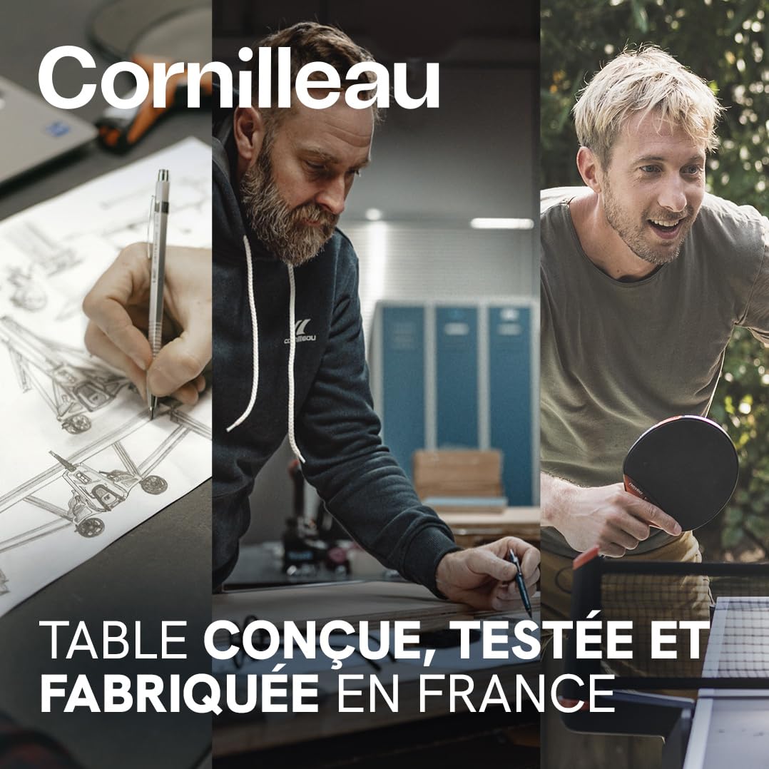 Cornilleau - Table de ping-Pong d'extérieur 300X Outdoor - Loisir de Jardin - Agrément FFTT - Panneau Gris ou Bleu 5mm