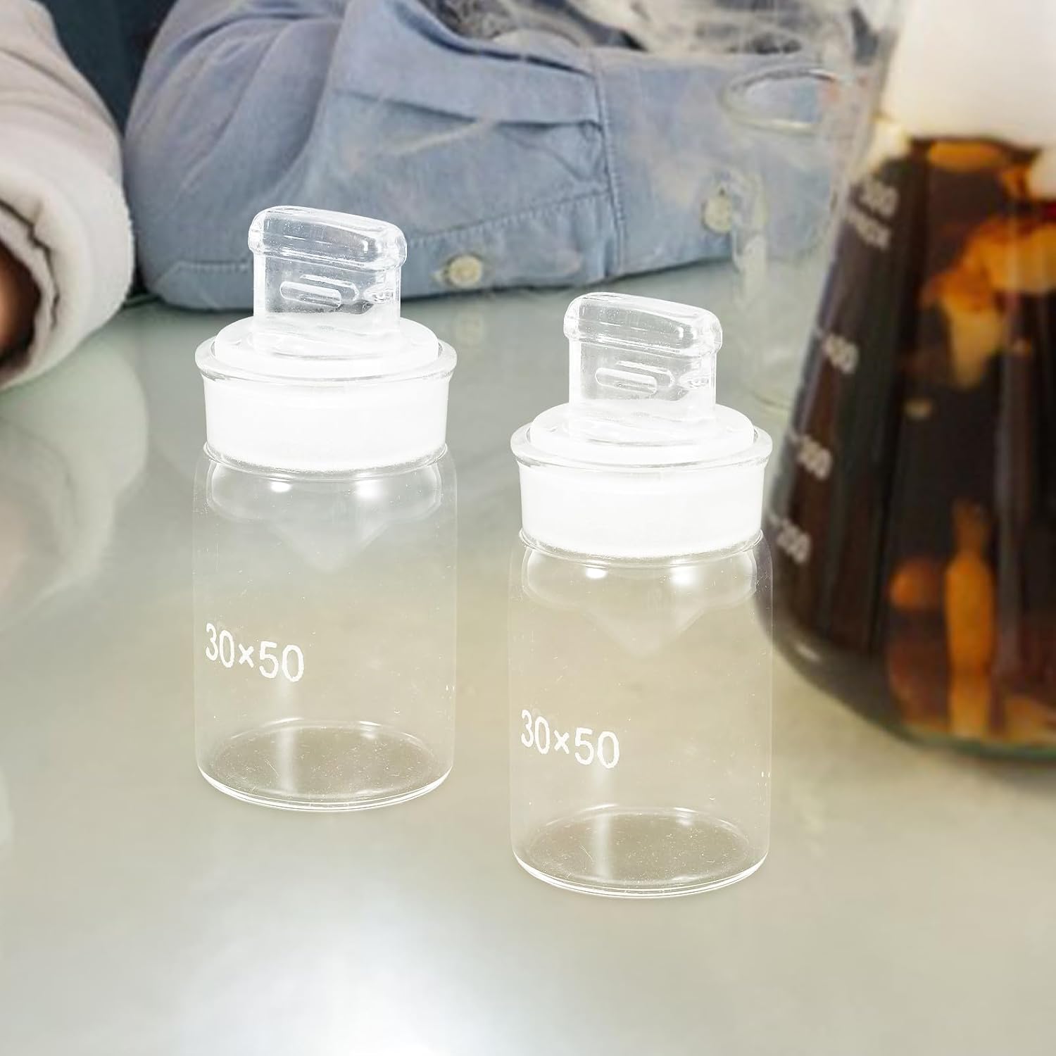 Laboratory Glass Weighing Bottle 30x50mm Small Sampling Weighing Jar Scientific Experimental for Lab Use