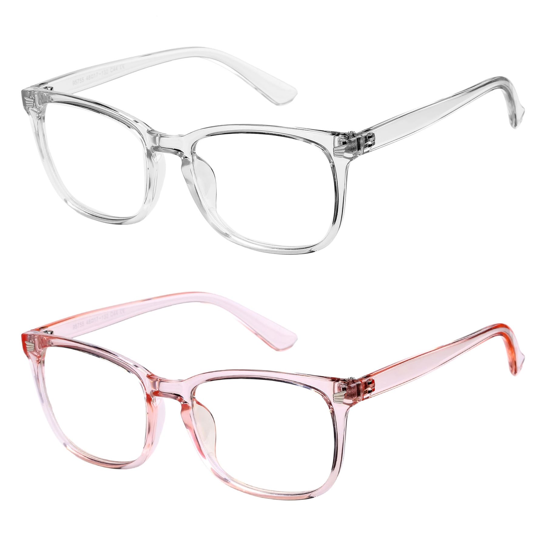 Hycredi Gafas de bloqueo de luz azul para niños, antifatiga ocular y protección UV, para juegos de computadora, TV, teléfono para niños y niñas (rosa transparente y transparente)