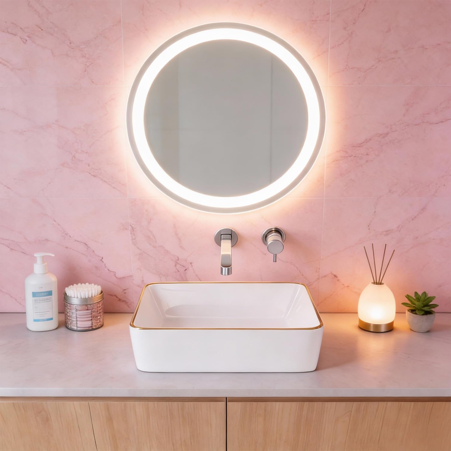 Vessel Sink Rectangular 16"x12" White Vessel Sink with Glod Rim Ceramic Porcelain Rectangle Bathroom Sink Above Counter Vanity Sink Basin